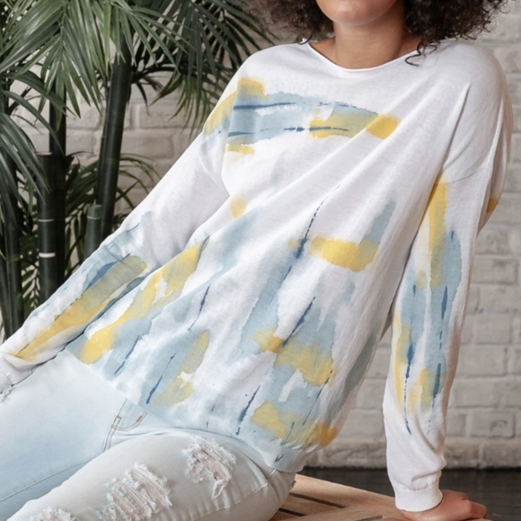 Ploumanac'h Abstract Art Comfy Knit Hand Painted Women's Italian Sweater NWOT - Picture 4 of 14